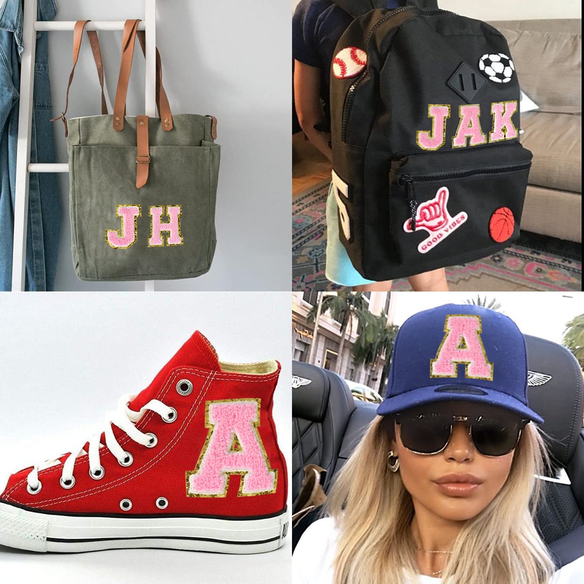 Custom Iron On Letters & Glitter Patches for Clothing - 6Pieces Pink Letter Stickers (3.14inch Height) for Jackets, Hats & DIY Crafts - Perfect for Personalizing Denim, Backpacks & Gifts