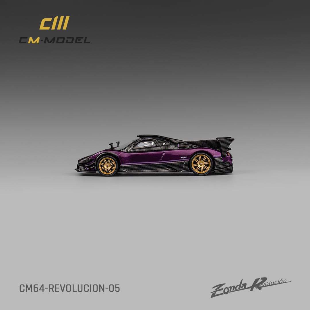 1:64 Scale CM Model Pagani Zonda Revolucion Diecast Car - Purple Collectible Sports Car for Display, Gifts & Racing Enthusiasts