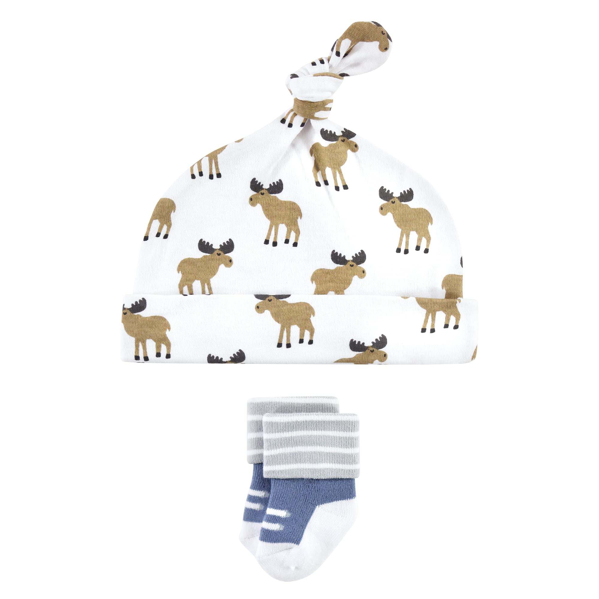 Hudson Baby Girls' Cap and Socks Set - Newborn Infant Beanie & Soft Cotton Socks - Perfect for Baby Shower Gifts, Photo Outfits & Winter Essentials