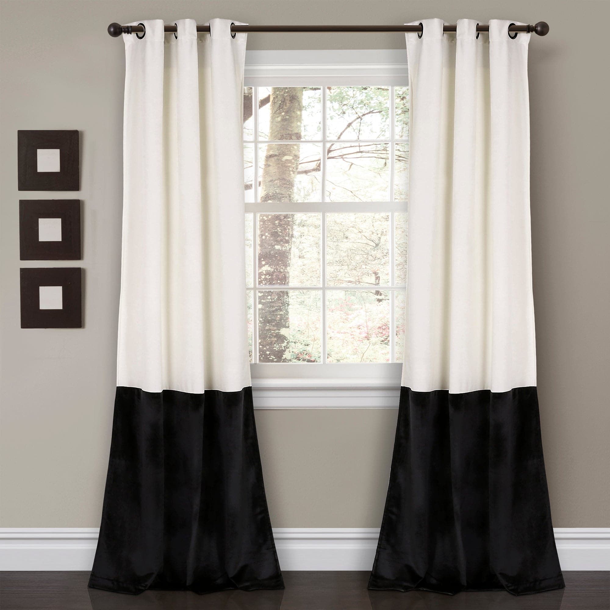 Prima Velvet Color Block Blackout Curtain Panel Set - Thermal Insulated Window Drapes for Bedroom & Living Room - Light Blocking & Noise Reducing Home Decor
