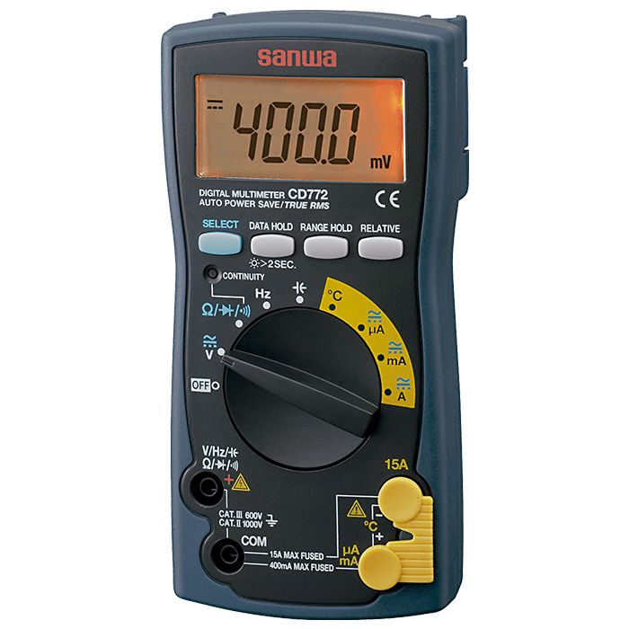 Digital Multimeter with Backlight LCD Display, Temperature Measurement & Auto-Ranging - Perfect for Home DIY, Car Repair & Electrical Testing (Model CD772)