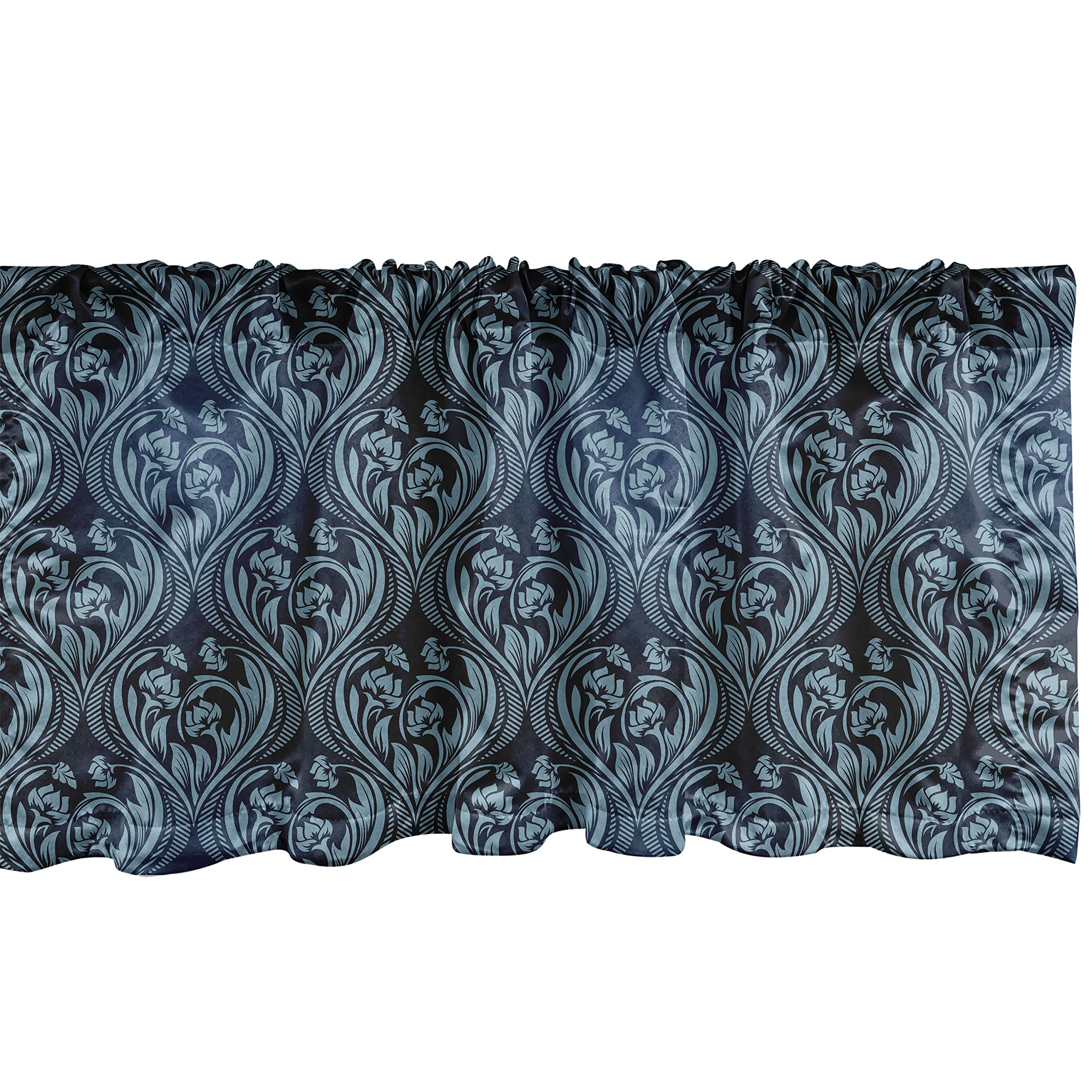 Ambesonne Victorian Window Valance - Blue Renaissance Venetian Design Curtain Valance with Rod Pocket, 54