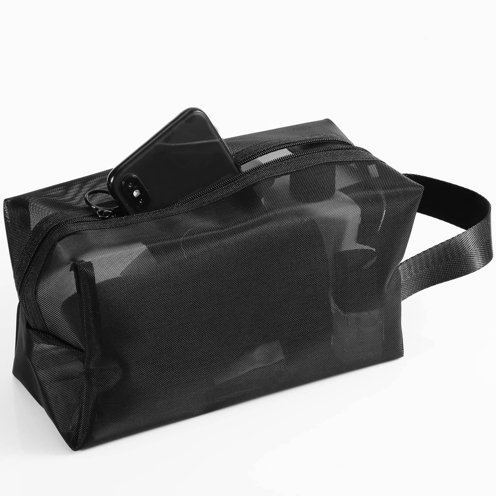 LUTER Black Mesh Shower Caddy - Portable Zippered Toiletry Bag for Travel & Bathroom Organization