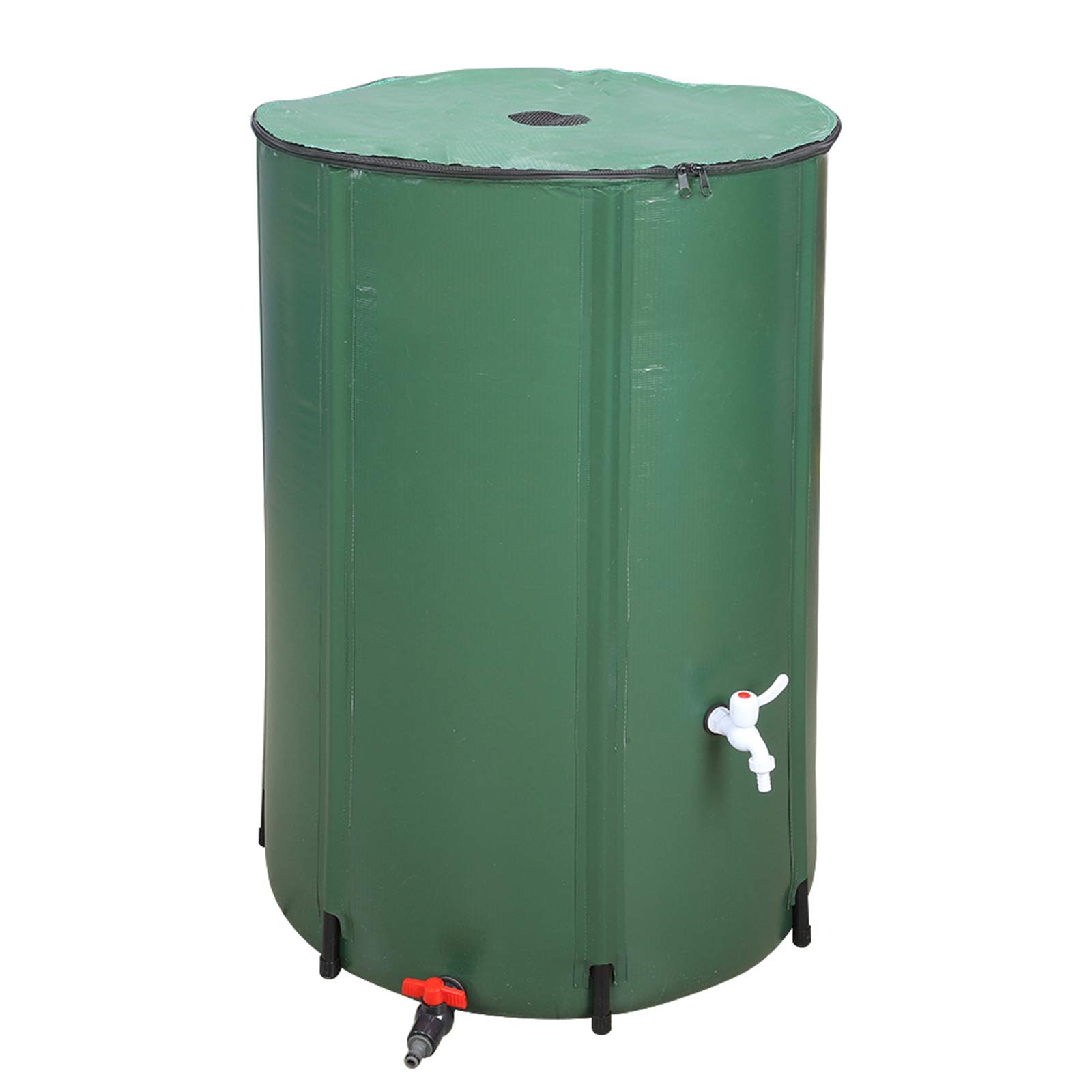 100 Gallon Portable Rain Barrel Water Tank - Outdoor Water Storage Container with Filter for Rainwater Collection System, Downspout & Gardening Use