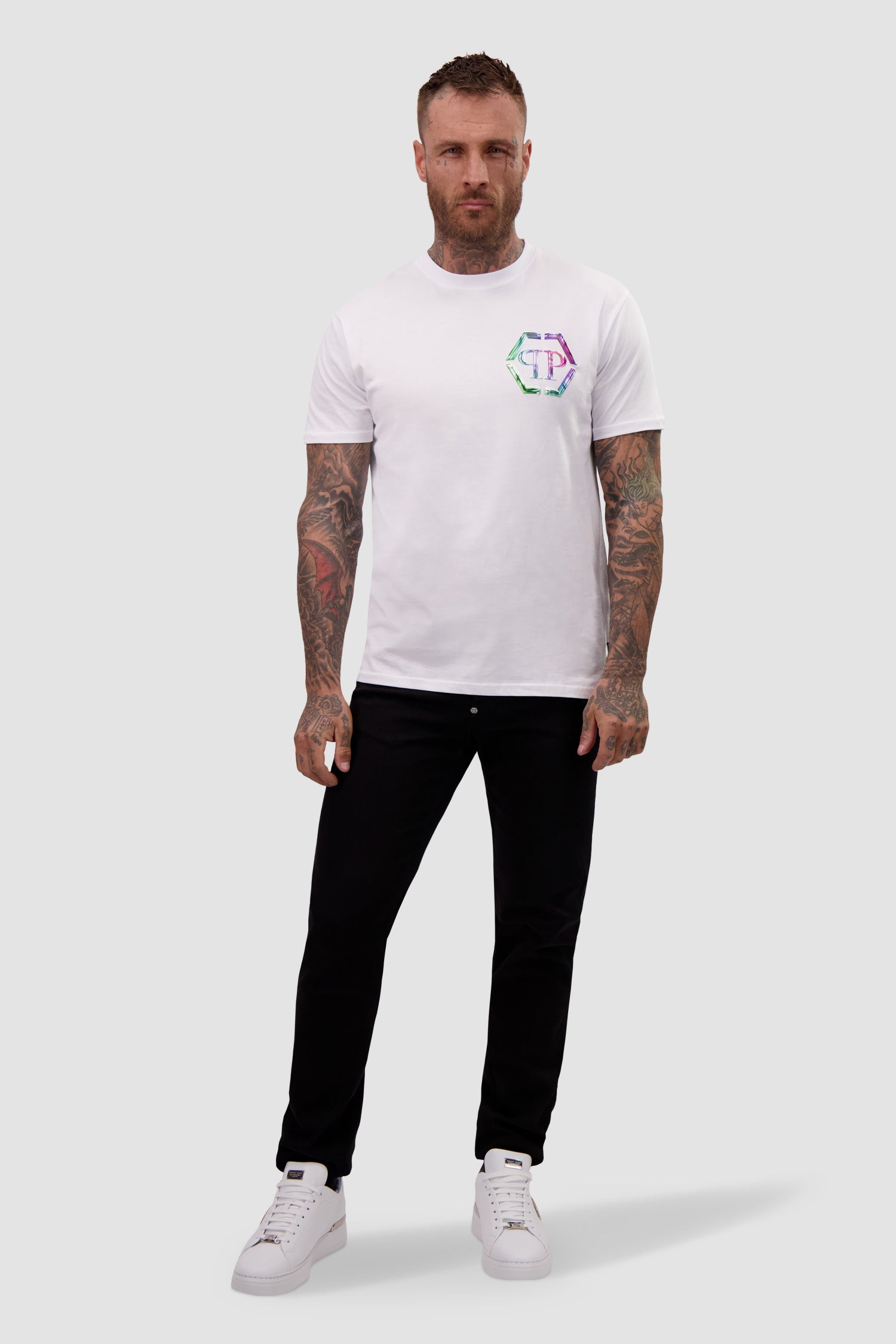 Philipp Plein White Round Neck Short Sleeve T-Shirt for Men - Stylish Casual Wear for Everyday Outfits & Summer Fashion