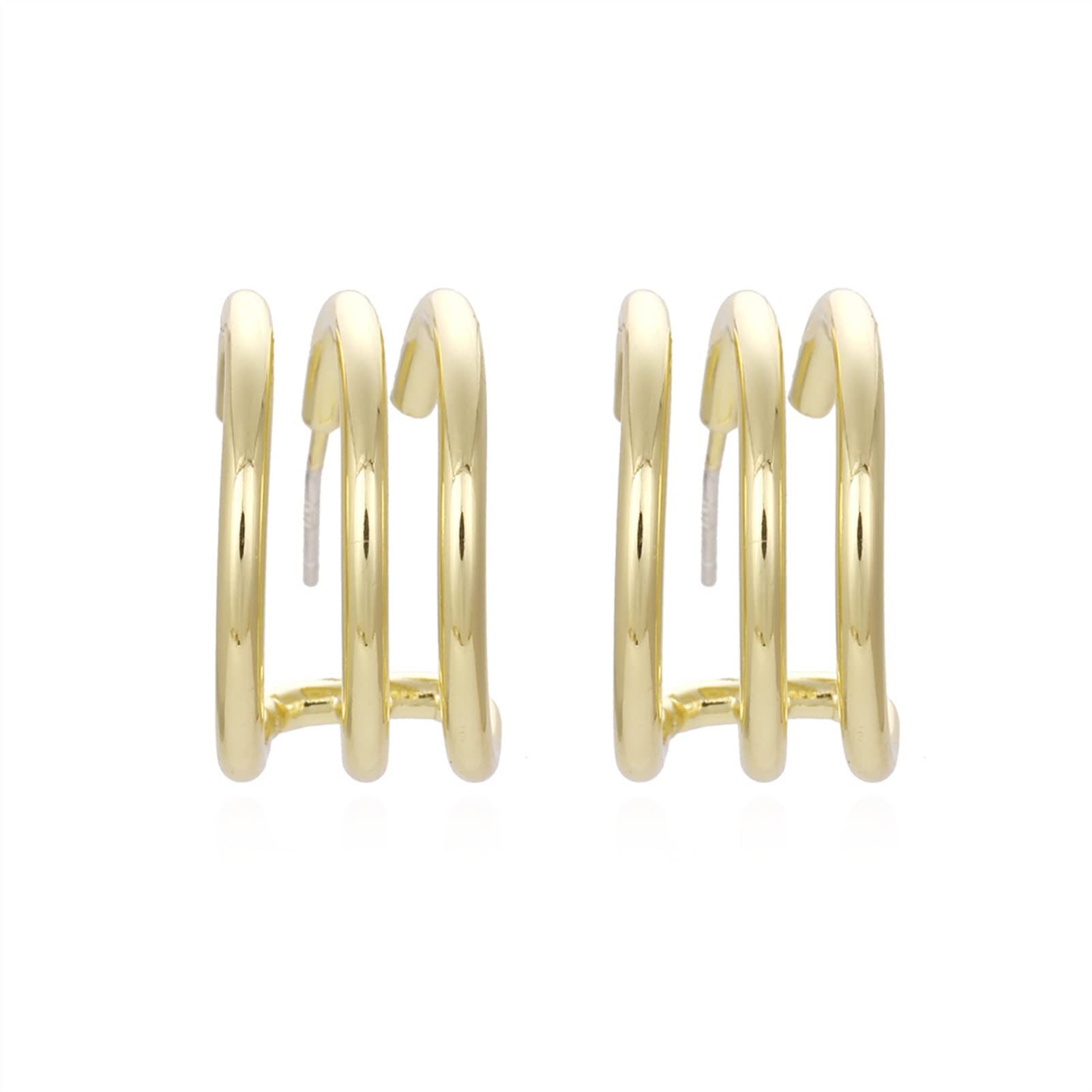 BMINO Retro Geometric C-Shaped Gold Earrings for Women - Hollow Gothic Style Fashion Jewelry - Perfect Gift for Birthday, Party & Daily Wear (Gold)
