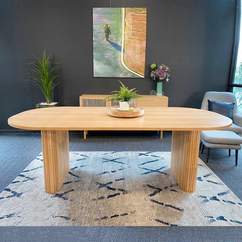 ASTON 220cm Solid Oak Dining Table - Rustic Farmhouse Style for Kitchen & Dining Room