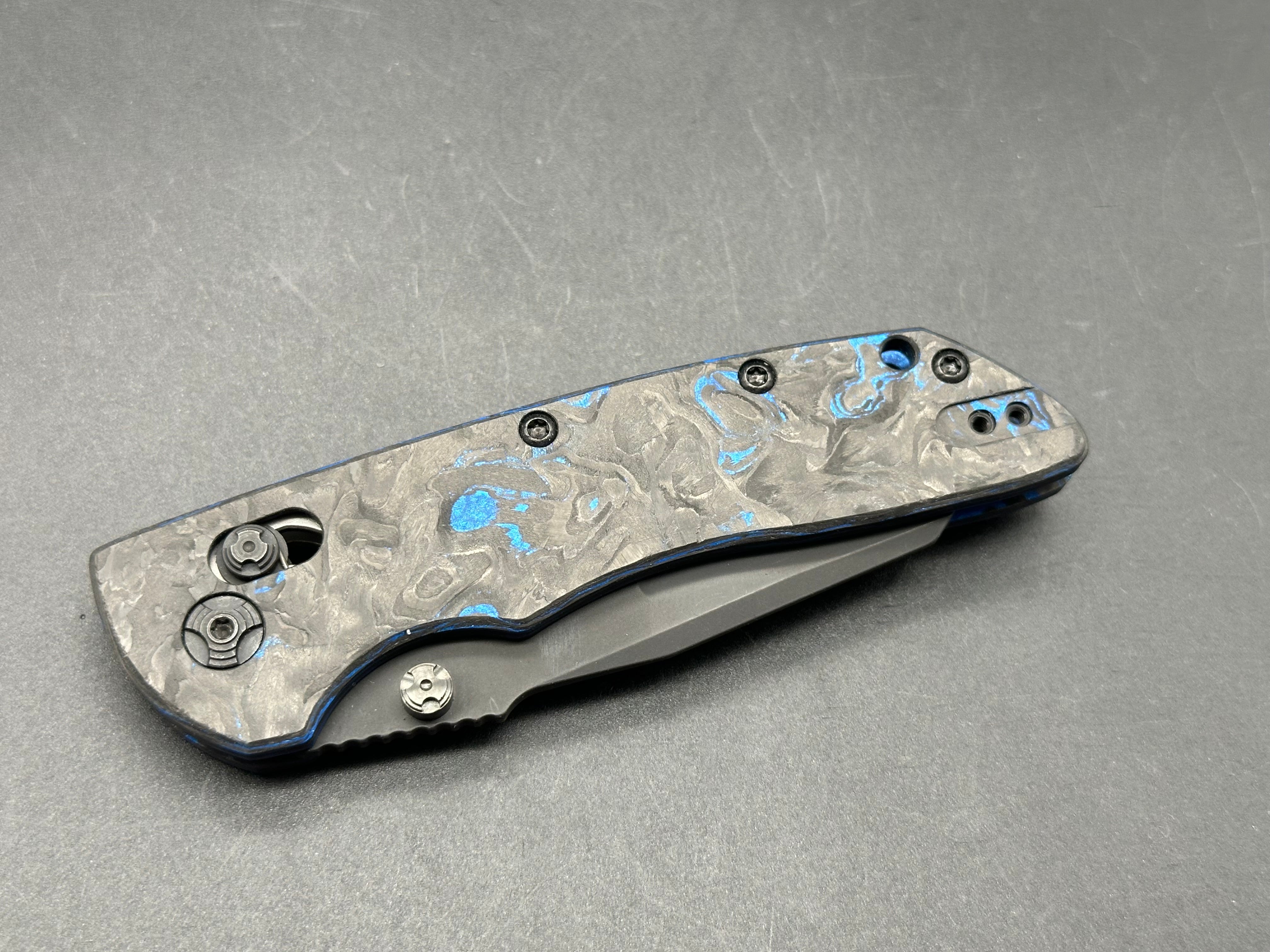 Hogue Deka Folding Knife - Blue Carbon Fiber Handle, MagnaCut Steel Blade - EDC, Outdoor, Camping & Survival Knife