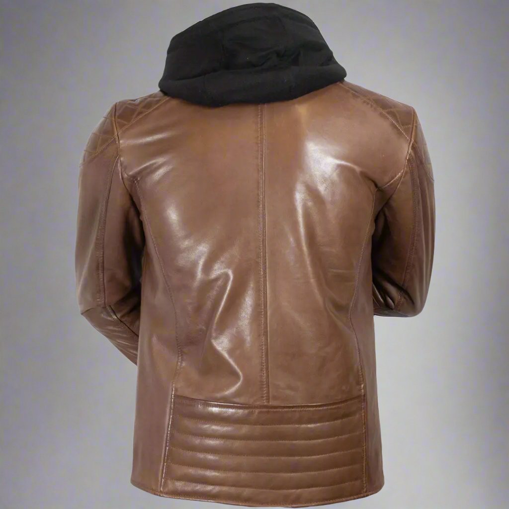 BOL Men's Alvin Lambskin Leather Jacket - Premium Genuine Lambskin Motorcycle Jacket for Men, Slim Fit Biker Style Jacket with Quilted Lining - Perfect for Riding, Casual Wear & Night Out
