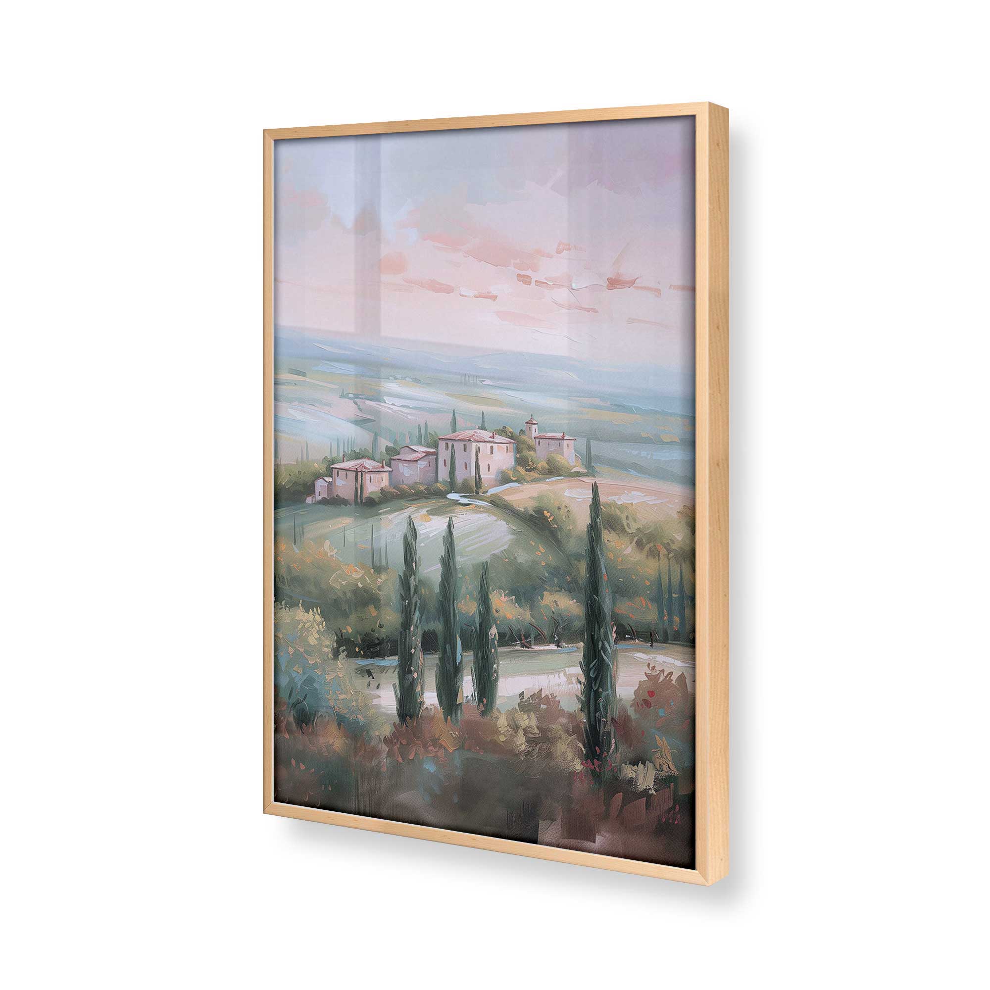 Tuscany Sunset Landscape Art Print - Dusk's Glow v1 Wall Decor for Living Room, Bedroom & Office