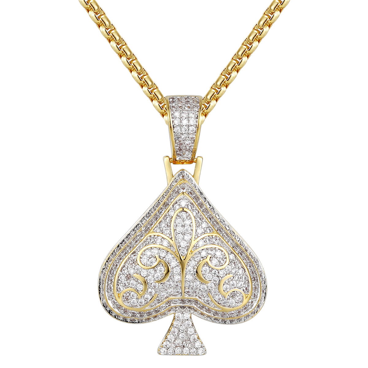 14K Gold Plated Poker Spade Pendant Necklace for Men & Women - Elegant Jewelry Gift for Poker Lovers, Casino Night & Special Occasions