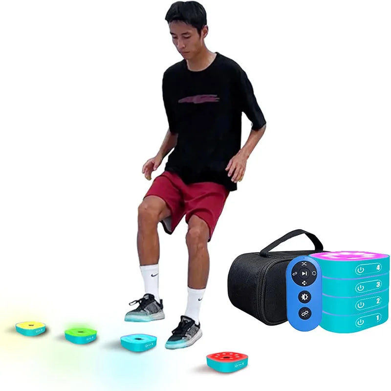 Reaction Training Lights - Remote Control Speed & Agility Training Equipment with 4 Modes & Colors for Soccer, Basketball | Perfect for Home Gym, Team Drills & Sports Performance Training