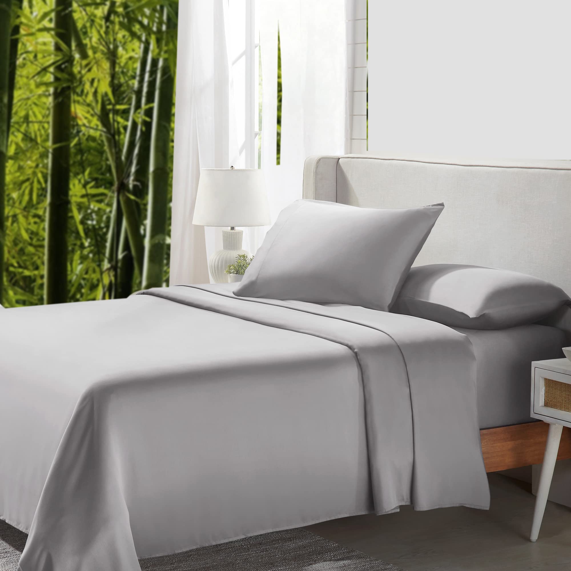 California Design Den Premium Bamboo Rayon Sheets - Full Size Luxury Cooling Bed Sheets with Deep Pockets, Silver Gray - Perfect for Hot Sleepers & All-Season Comfort