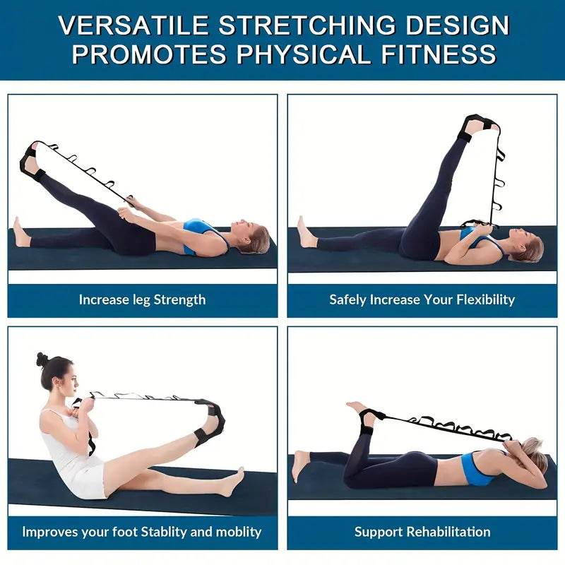 Yoga Stretching Strap for Foot and Calf - Flexible Exercise Band for Stretching, Flexibility & Physical Therapy - Perfect for Yoga, Pilates, Home Workouts & Post-Injury Recovery