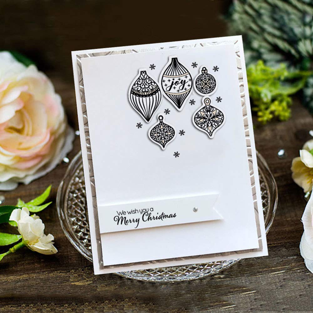 Christmas Snowflake Ball Ribbons - Clear Stamps for Card Making & DIY Scrapbooking - Holiday Decorations