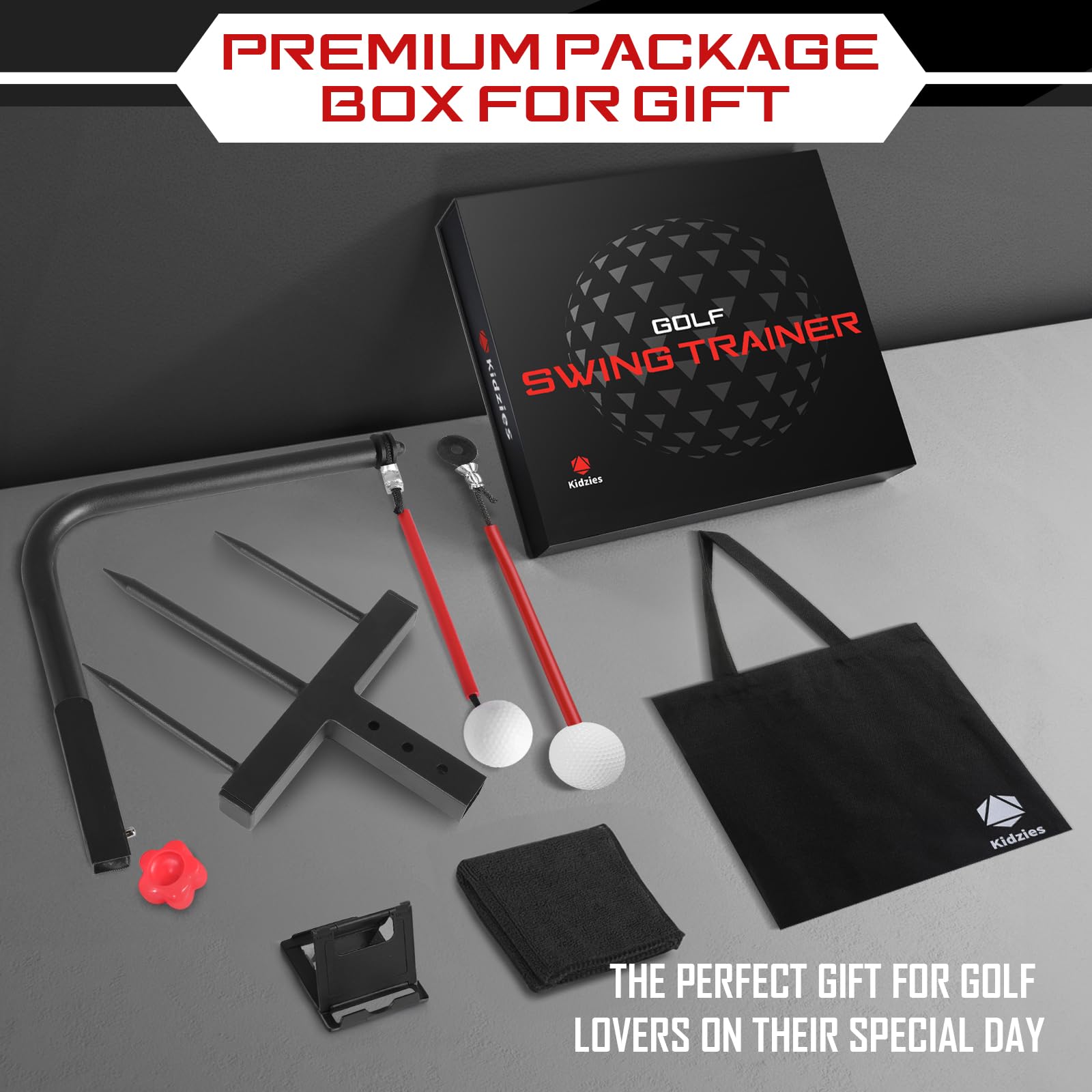 Durable Golf Swing Trainer with Replacement Ball & Height Adjustment - Perfect Iron Practice Aid for Kids & Youth - Ideal Golf Gift & Training Accessory for Backyard, Driving Range & Indoor Practice