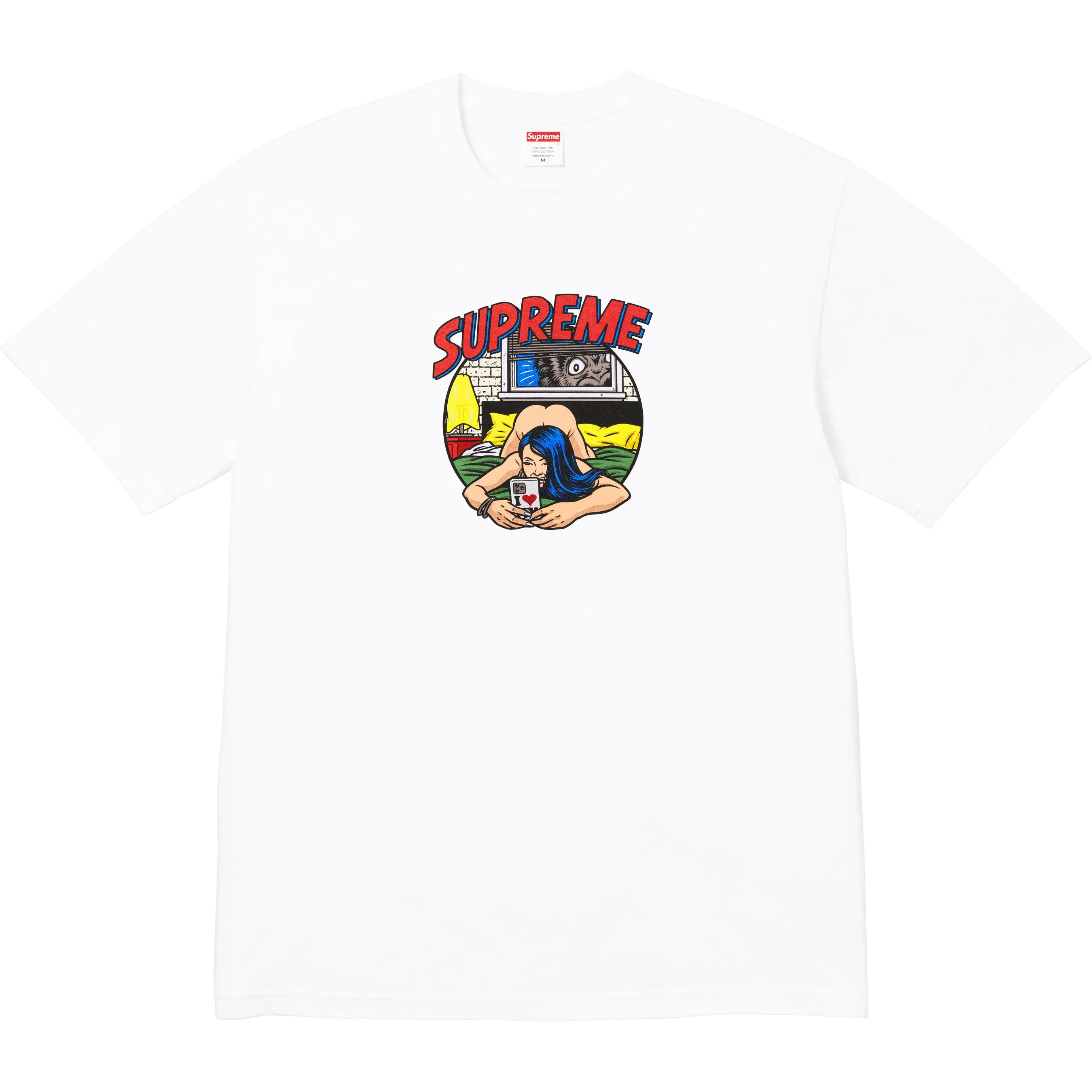 Supreme White T-Shirt for Men - Soft Cotton Bedroom Tee - Perfect for Lounge, Sleep & Casual Wear