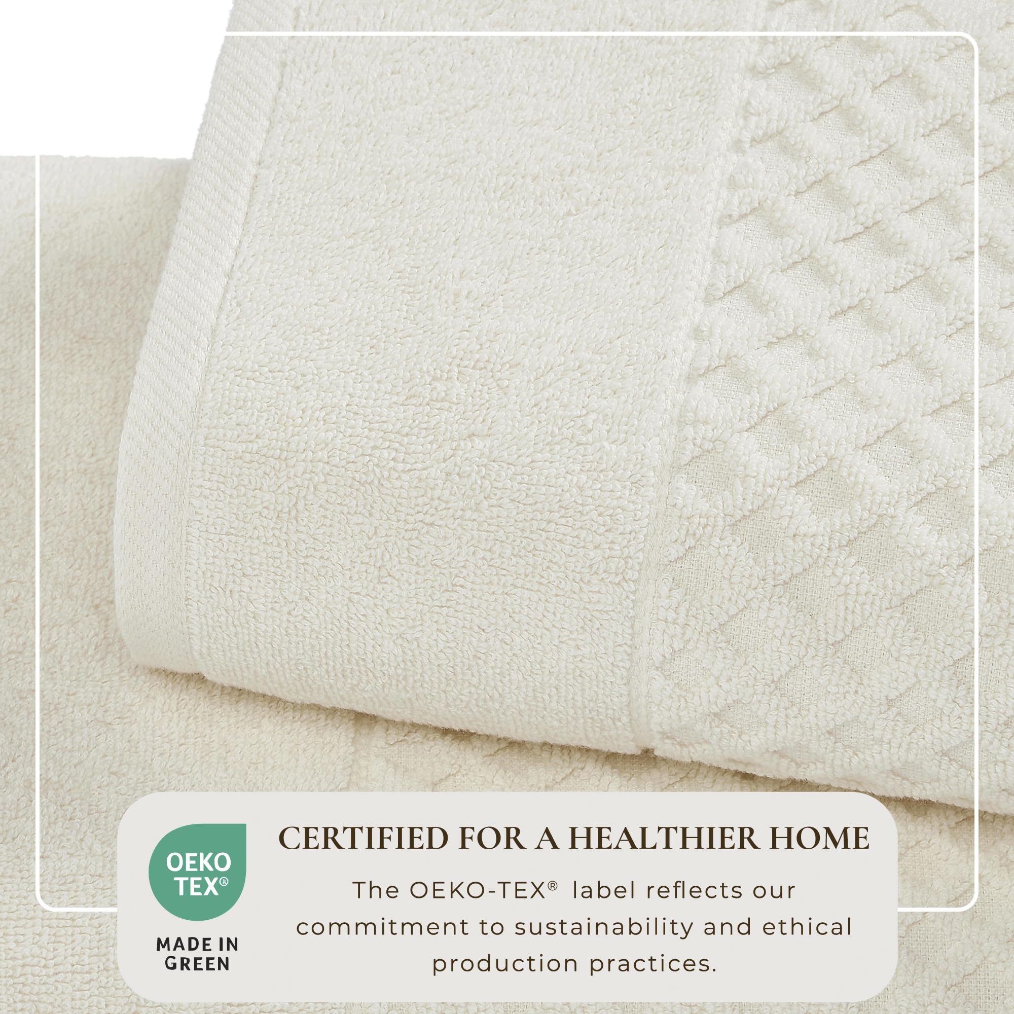 Great Bay Home 100% Cotton 6-Piece Bath Towel Set - Super Absorbent & Quick-Dry Ivory Towels (2 Bath, 2 Hand, 2 Washcloths) - Soft Luxury Towels for Spa, Bathroom & Guest Use
