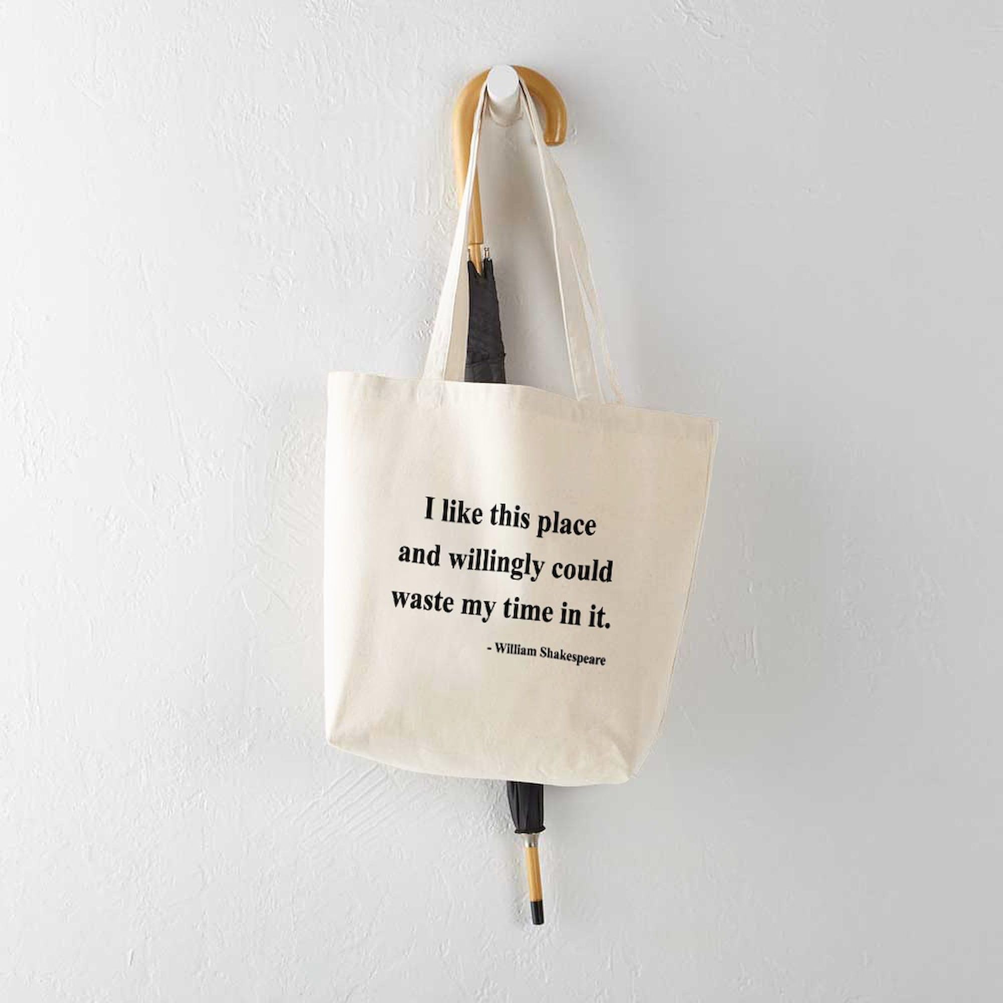 Shakespeare 15 Tote Bag - Natural Canvas Reusable Shopping Bag for Groceries, Books & Beach | Eco-Friendly Cotton Tote for School, Work & Travel
