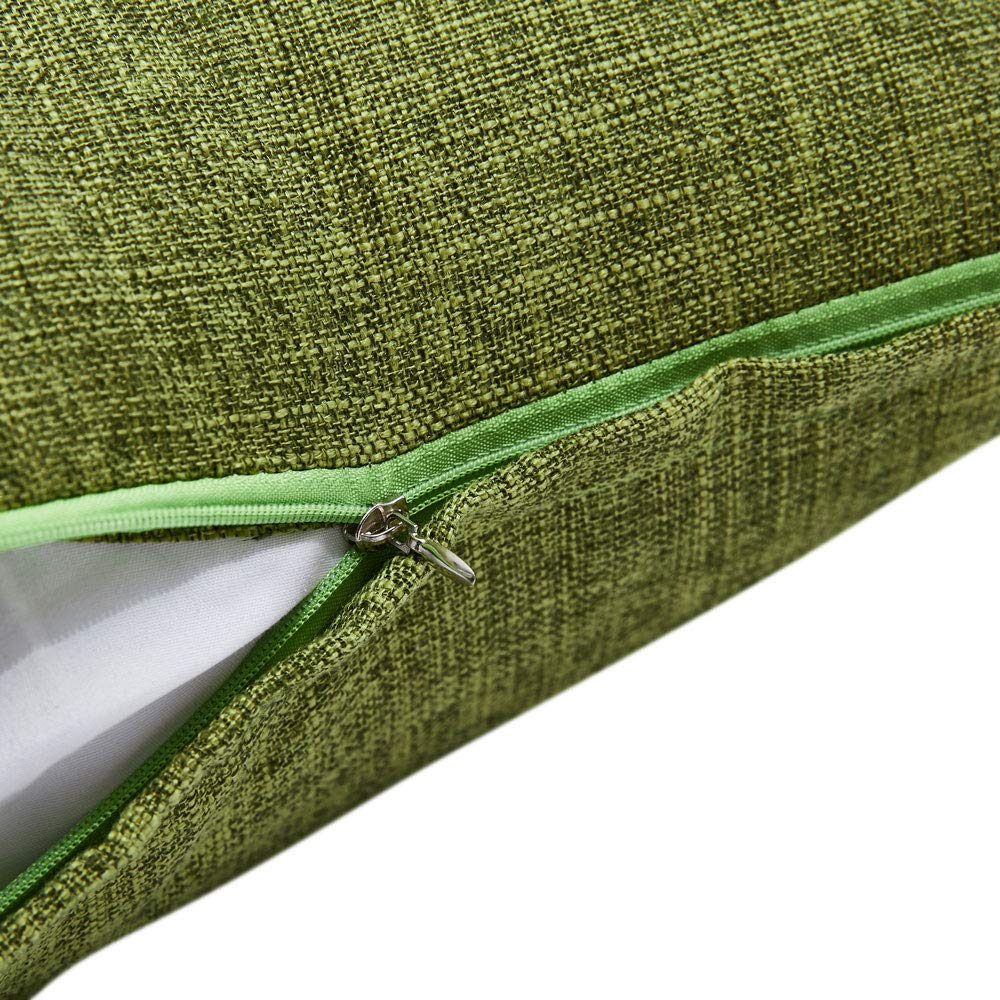 Anickal Set of 2 Green Linen Pillow Covers 16x16 Inch - Rustic Decorative Square Throw Pillow Covers for Sofa, Couch & Bed - Perfect for Living Room, Bedroom & Home Decor