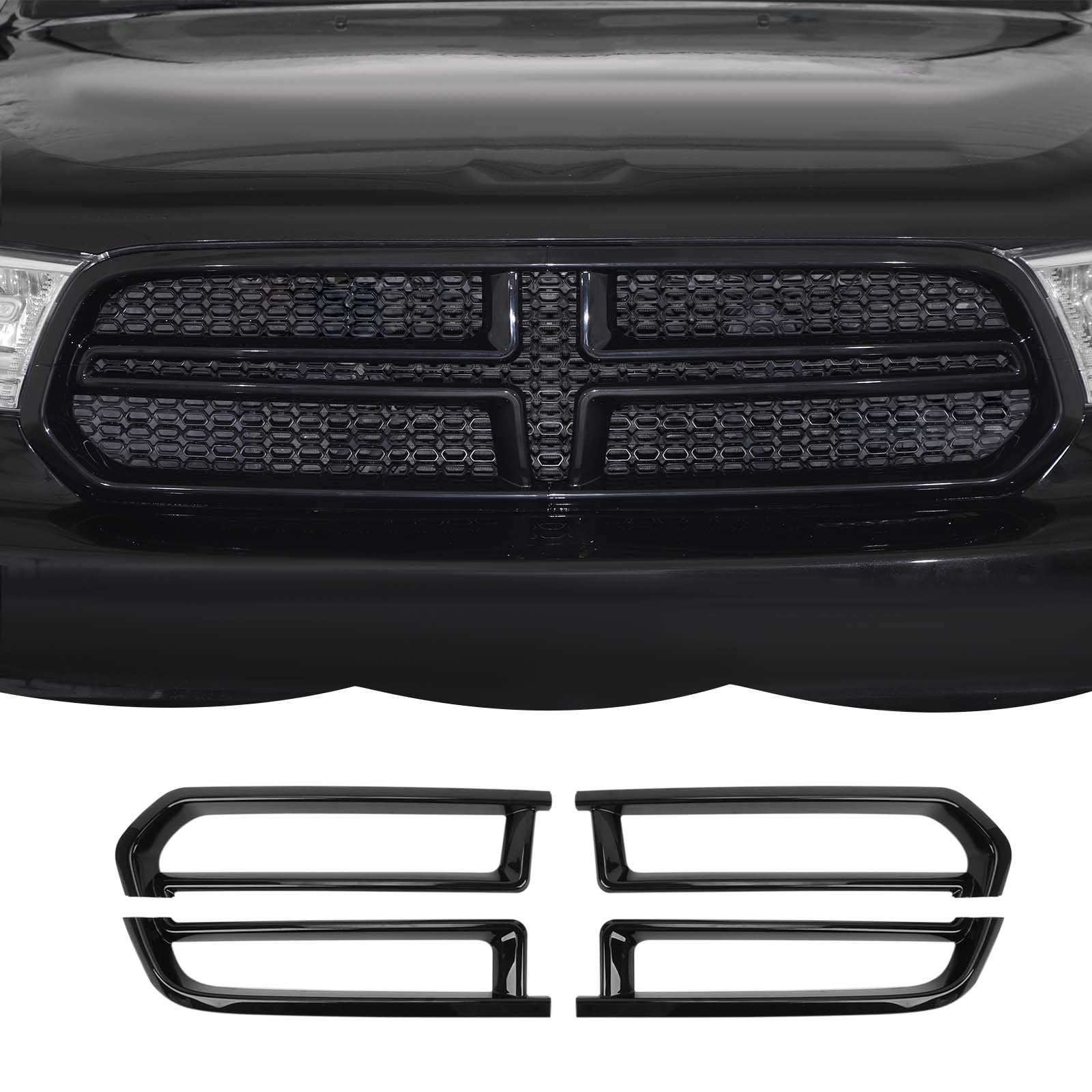 Black Front Grille Inserts Trim Cover for Dodge Durango 2011-2020 - Exterior Accessories & Grill Frame Decoration | Upgrade Your SUV's Style for Off-Road Adventures & Daily Commutes