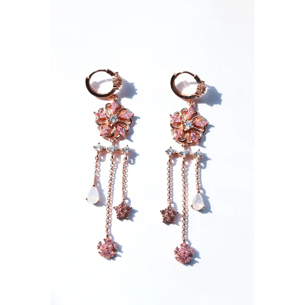 Cherry Blossom Earrings for Women - Floral Dangle Drop Earrings, Japanese Sakura Inspired Jewelry - Perfect for Spring, Weddings & Special Occasions