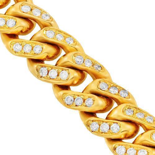 14K Solid Yellow Gold Men's Diamond Cuban Link Bracelet - 7.50 Carat Total Weight - Luxury Gift for Him, Anniversary, Wedding, Birthday & Special Occasions