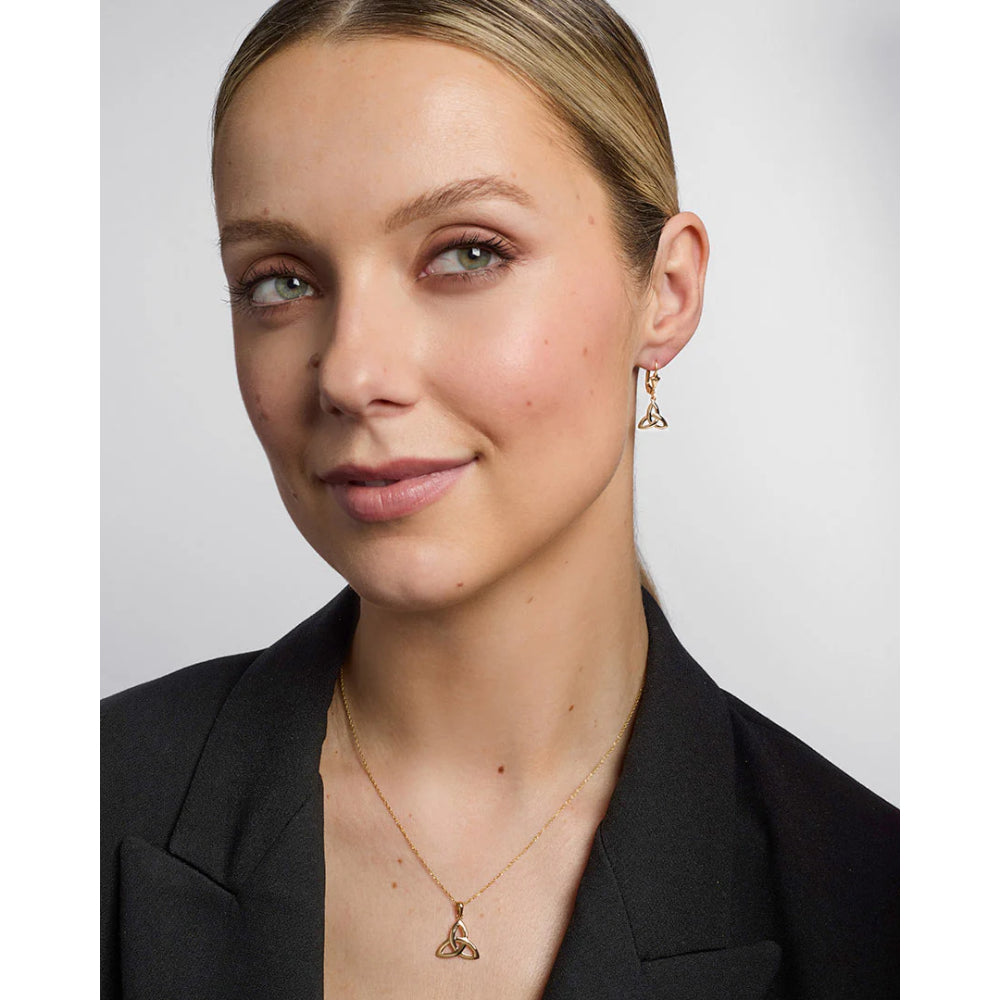 14K Gold Trinity Knot Drop Earrings for Women - Celtic Love Knot Dangle Earrings - Elegant Irish Jewelry Gift for Her - Perfect for Weddings, Anniversaries & Special Occasions