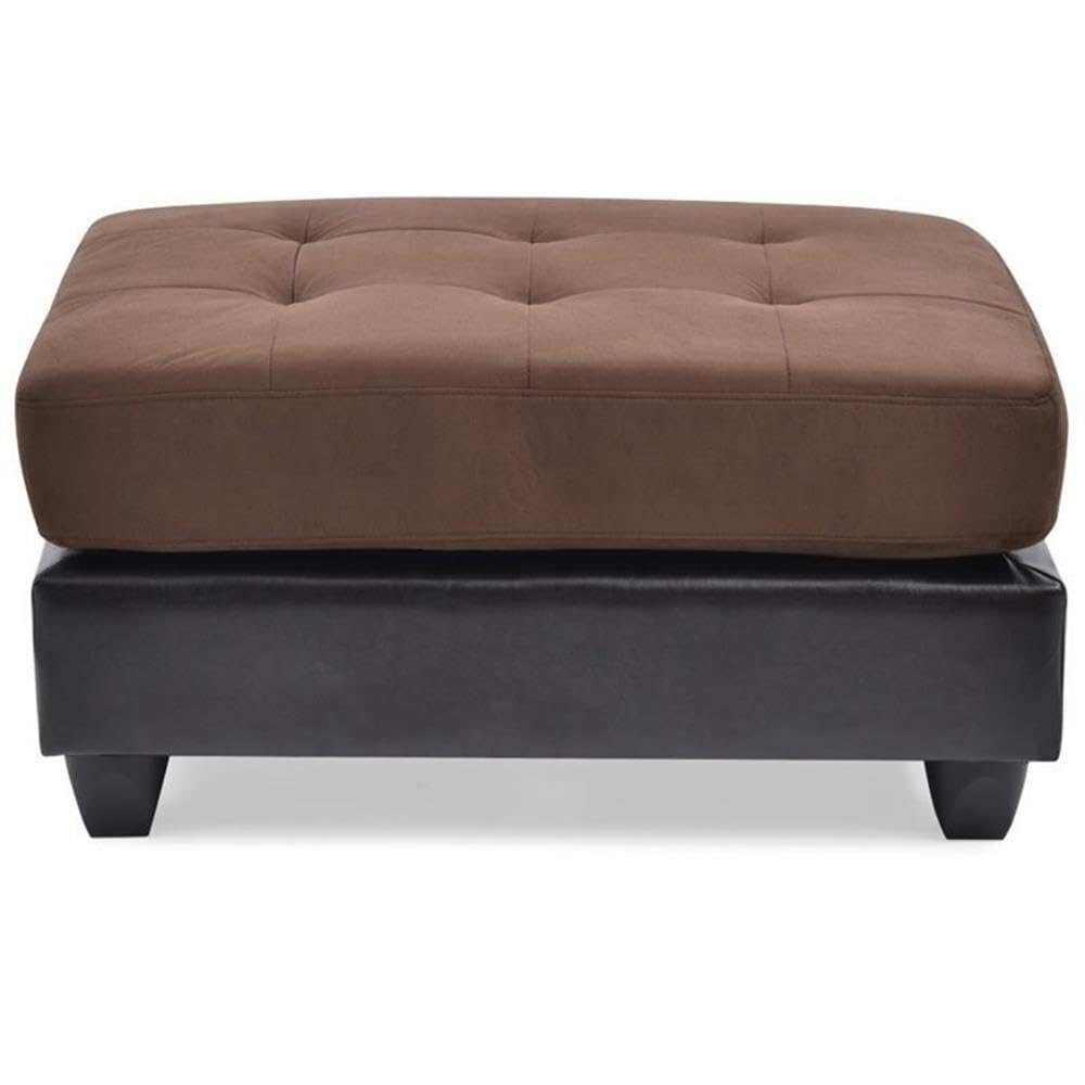 Premium Micro-Suede Upholstered Ottoman in Chocolate Brown - Soft Footrest, Storage Bench & Accent Seat for Living Room, Bedroom & Home Decor
