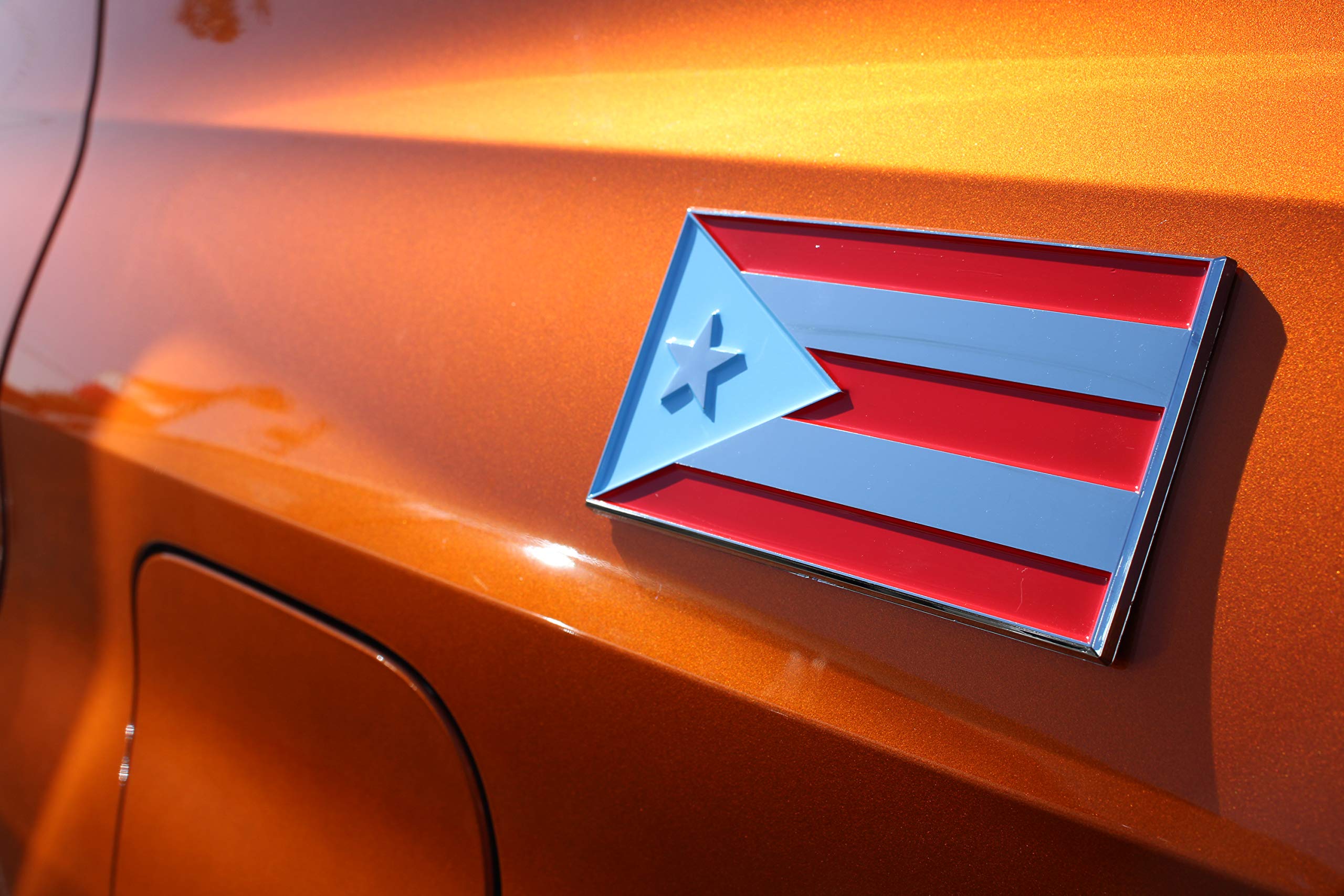 Puerto Rico Car Flag Emblem - Chrome Plated, Strong Adhesive, Easy Peel & Stick - Perfect for Cars, Trucks & SUVs