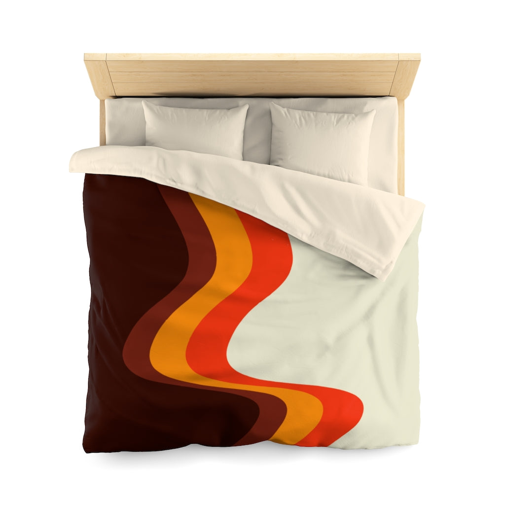 Groovy Retro Microfiber Duvet Cover Set - Soft & Breathable Bedding for Modern Bedroom Decor - Perfect for Guest Rooms, Dorms & Cozy Home Styling