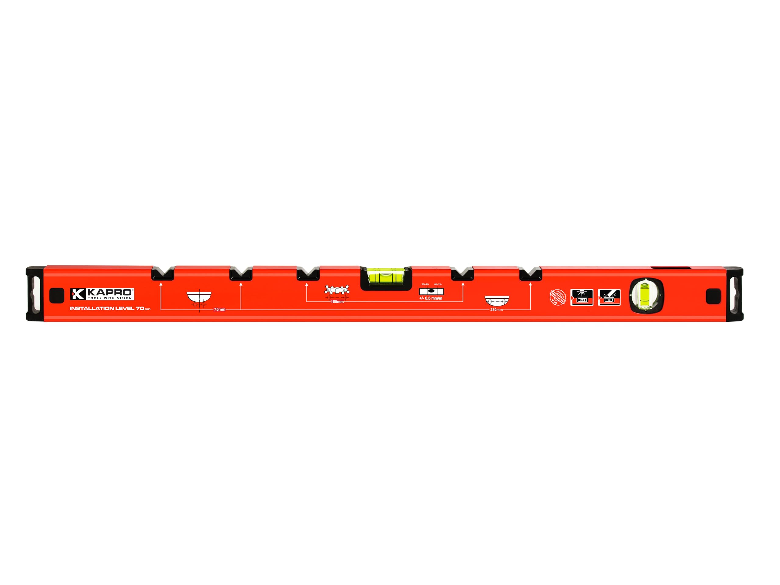 Kapro K10870 48-Inch Aluminum Level - Red, High Precision Bubble Vials for Accurate Leveling - Perfect for Construction, Carpentry, and DIY Home Projects