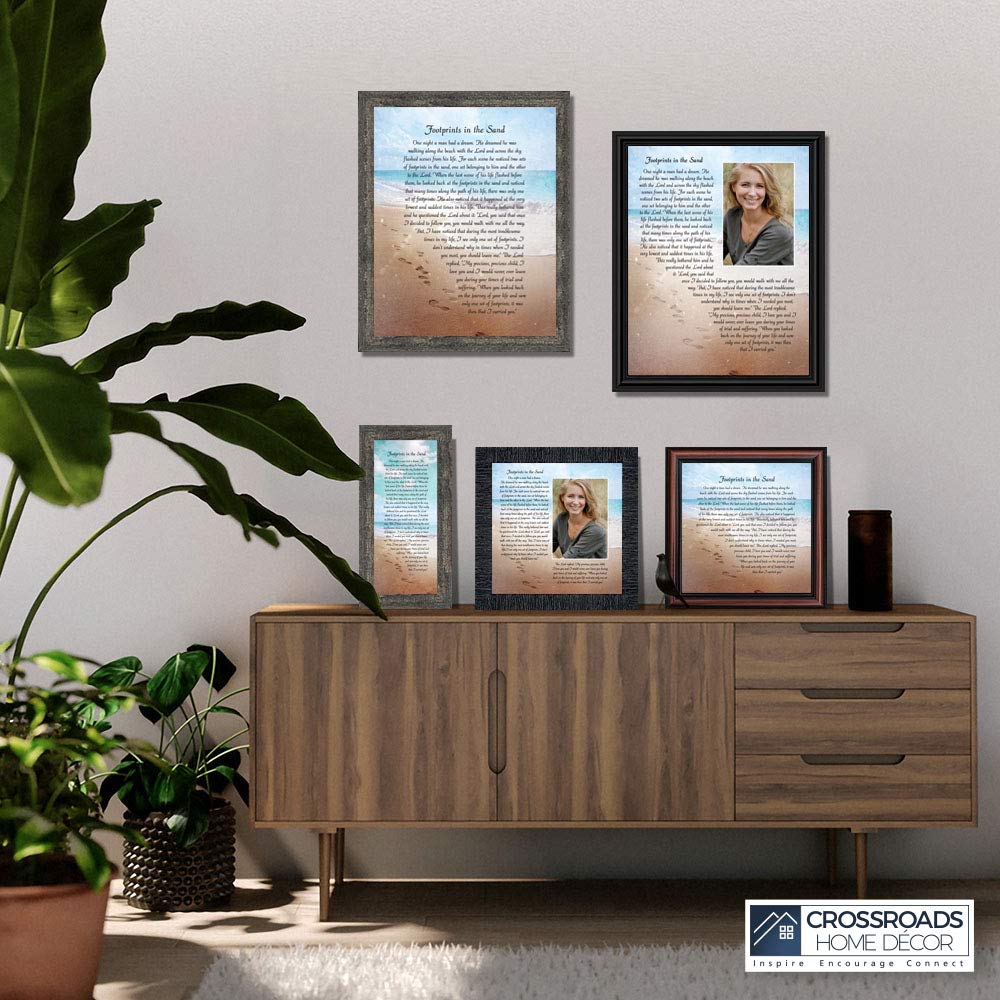 Inspirational Beach Wall Art - Footprints in the Sand Christian Scripture Decor for Home & Office | Encouraging Gift for Women, Men, Sympathy & Get Well Soon | Perfect for Living Room, Bedroom or Beach House Decor