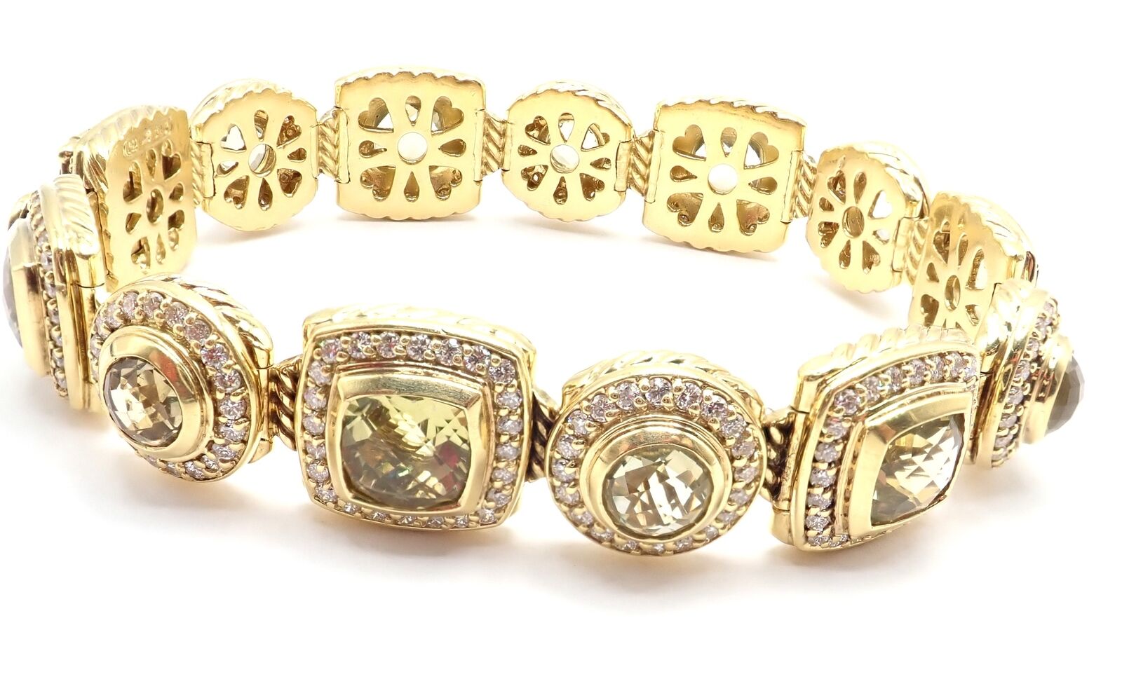 David Yurman Albion 18K Yellow Gold Diamond & Lemon Citrine Link Bracelet for Women - Luxury Jewelry Gift for Anniversary, Birthday & Special Occasions