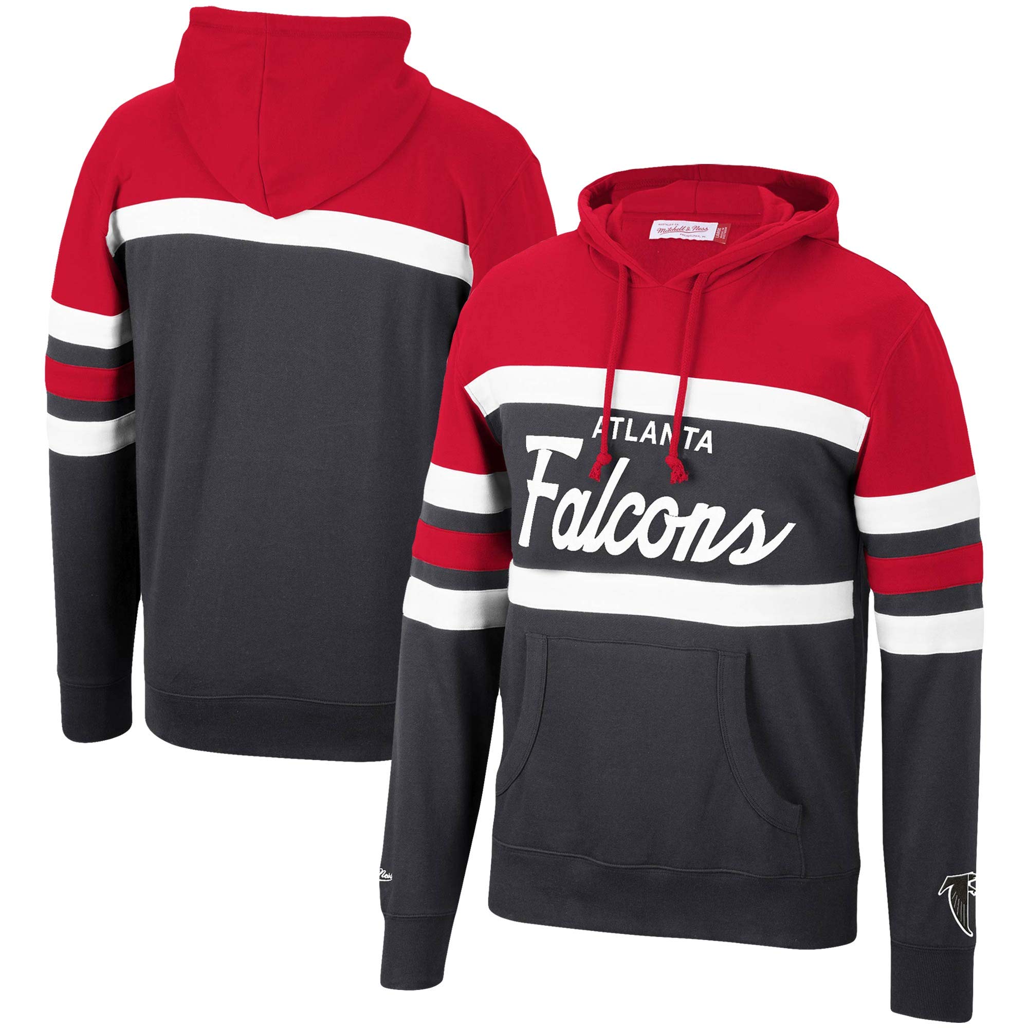 Mitchell & Ness Atlanta Falcons NFL Head Coach Pullover Hoodie - Red & Black - Warm & Stylish for Football Games & Casual Wear