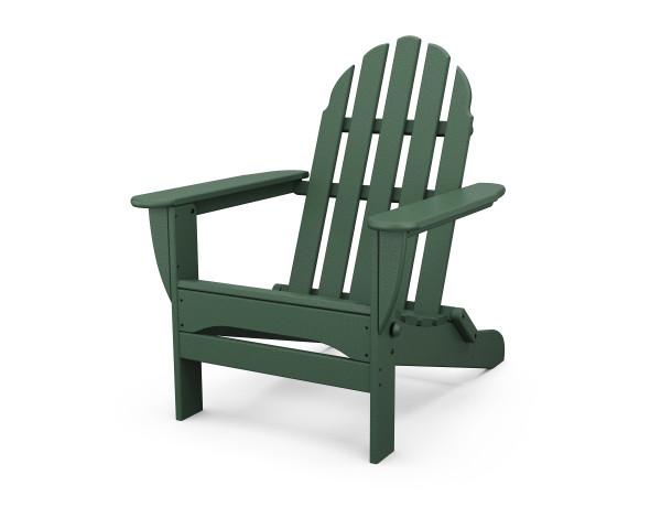 Polywood Classic Folding Adirondack Chair - Outdoor Patio Furniture, Weather-Resistant Recycled Plastic, Green - Perfect for Backyard, Poolside & Garden Relaxation