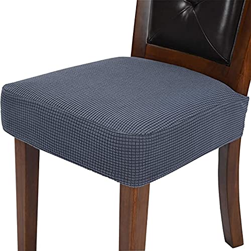 AMERRY 4-Piece Washable Dining Chair Covers - Stretchable Kitchen Chair Slipcovers with Non-Slip Backing, Dark Gray Seat Protectors for Home & Restaurant Use