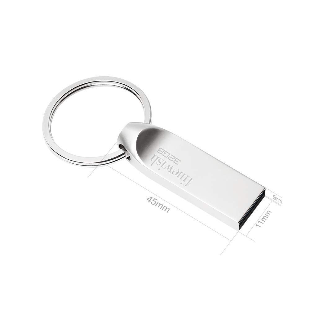 HAODIUSB88 32GB USB 3.0 Flash Drive - High Speed Metal Memory Stick with Key Ring, Portable Thumb Drive for PC, Laptop, Tablet & Car - Perfect for Data Storage, File Transfer & Backup (Silver)