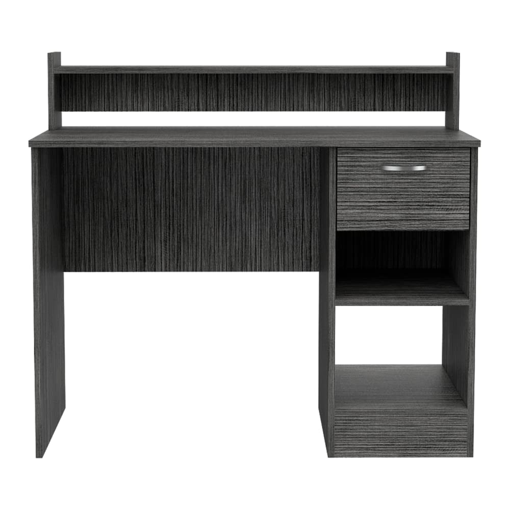 Modern Engineered Wood Charcoal Computer Desk - Home Office Workstation with Storage Shelf | Perfect for Remote Work, Gaming & Study Spaces