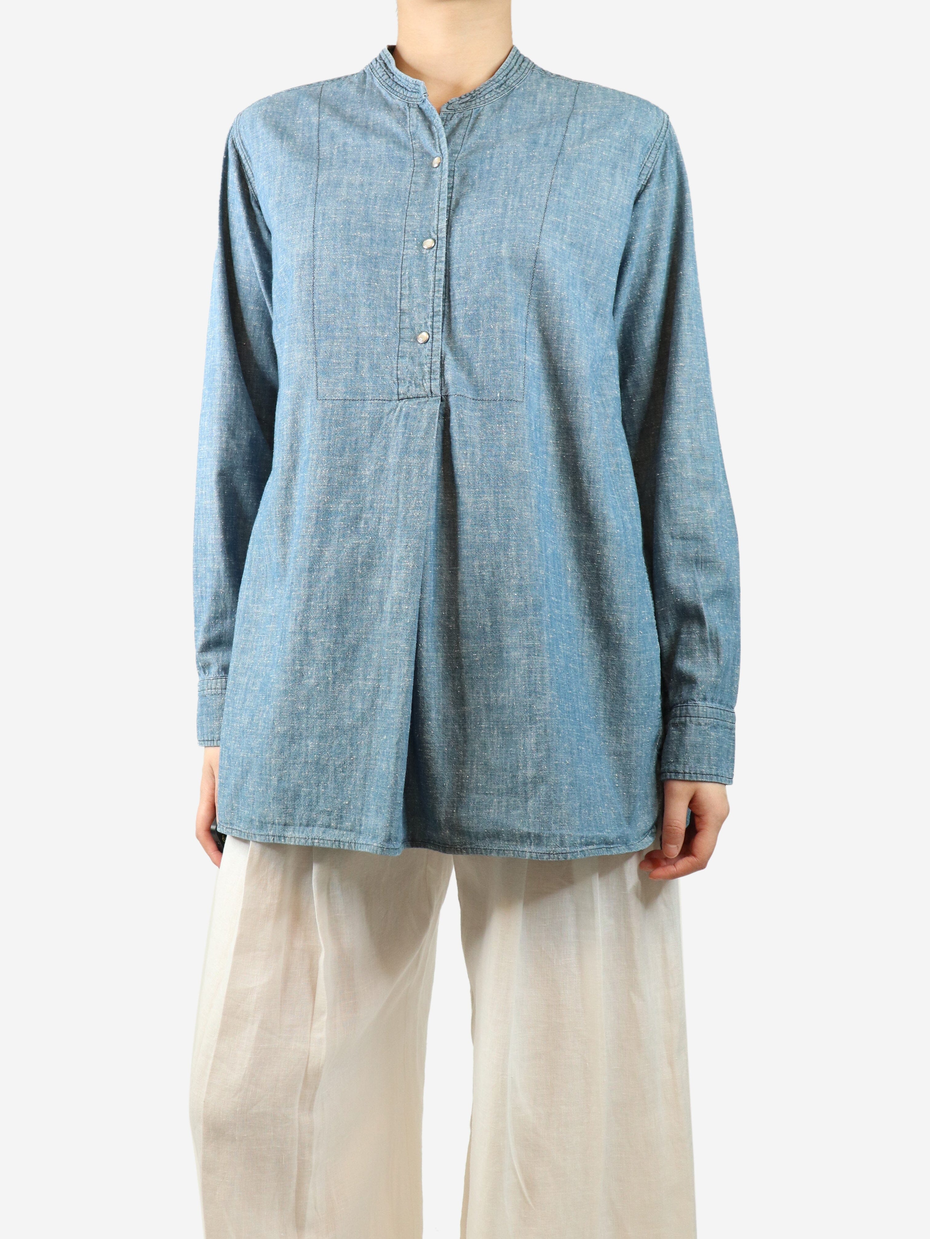Blue Denim Shirt Blouse for Women - Size UK 10 (US 6) - Casual Button Down Shirt for Everyday Wear, Office & Outings