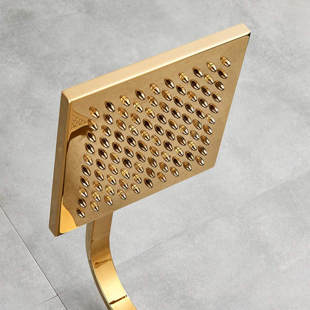 Luxury Gold Brass Bathroom Faucet Mixer Tap Set - Wall Mounted Rainfall Shower Head & Bathtub Faucet - Modern Bathroom Upgrade for Spa-Like Experience | Perfect for Master Bath, Guest Bath & Luxury Hotel Renovations
