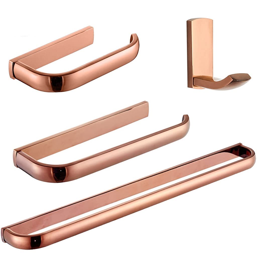 Rose Gold Bathroom Hardware Set - Brass Toilet Paper Holder, Wall Mounted Towel Bar & Robe Hook - Elegant WC Tissue Hanger & Bathroom Accessories for Modern Home Decor (Perfect for Powder Rooms, Guest Baths & Master Suites)