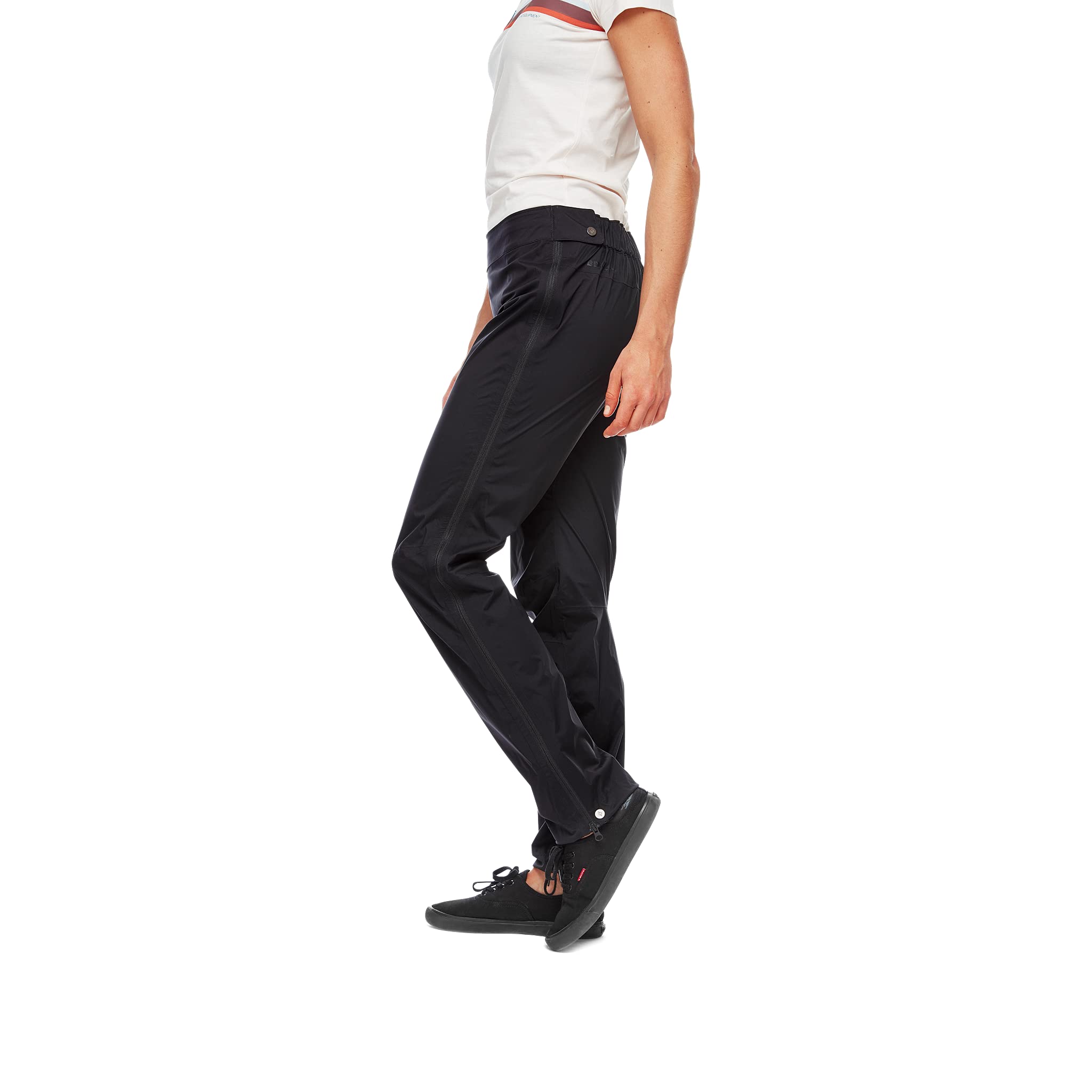 BLACK DIAMOND Women's Stretch Zip Running Pants - Lightweight Hiking & Trail Running Pants for Women - Moisture Wicking, Quick Dry - Black - Large (Perfect for Outdoor Adventures, Gym Workouts & Travel)