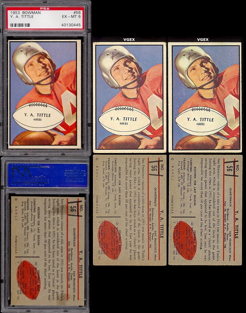 1953 Bowman Football Card #56 Y.A. Tittle San Francisco 49ers - Excellent Mint Condition - Vintage NFL Collectible for Sports Memorabilia Fans and Card Collectors