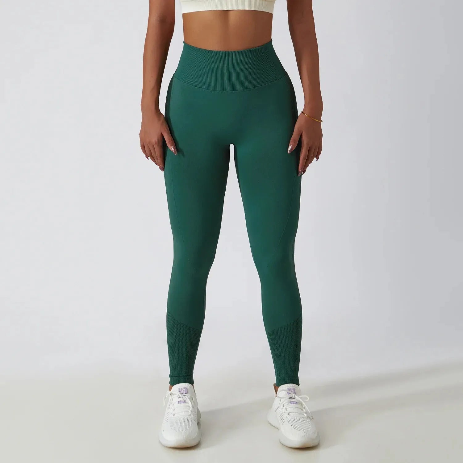 High Waist Solid Color Ribbed Seamless Yoga Pants - Women's Gym Leggings for Fitness, Running & Tummy Control - Perfect for Workouts, Yoga & Everyday Wear
