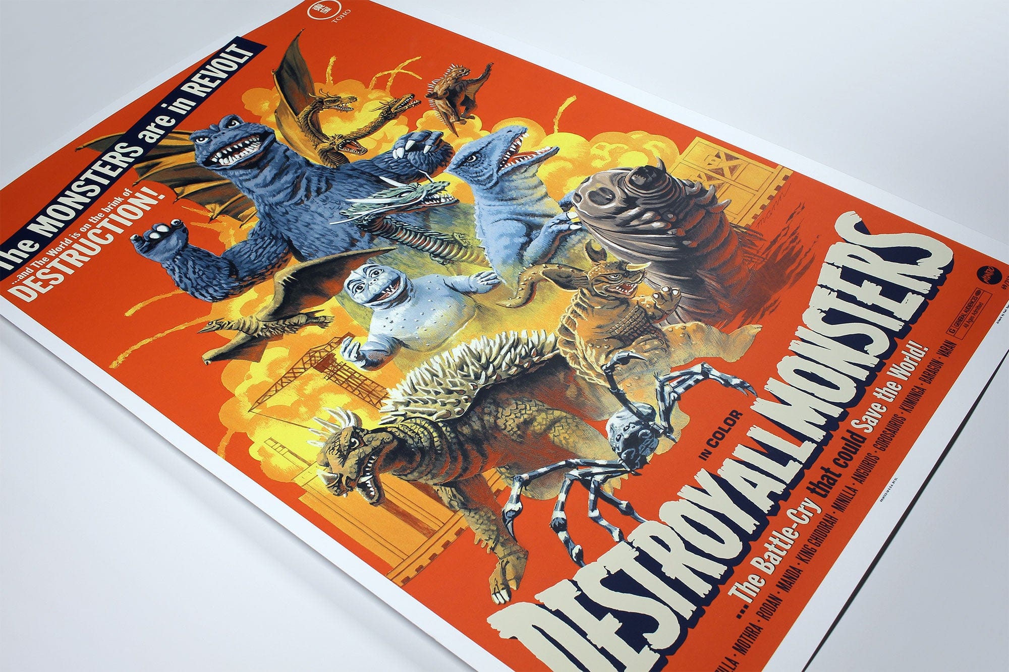 Destroy All Monsters Movie Poster - Classic Kaiju Film Wall Art for Godzilla Fans - Perfect for Home Theater, Game Room & Office Decor