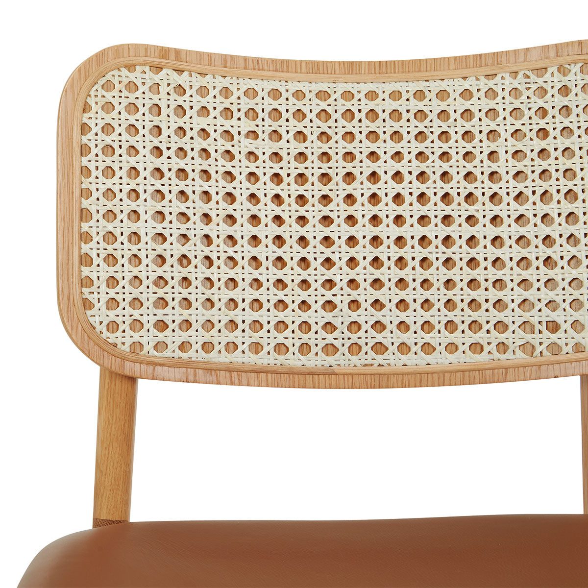 Premium Rattan & Leather Dining Chair - Modern Boho Style for Kitchen, Dining Room, or Patio - Comfortable & Durable Seating Solution