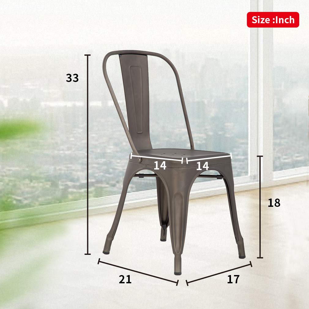 FDW Metal Dining Chairs - Stackable Indoor/Outdoor Chairs for Patio, Restaurant & Kitchen - 18