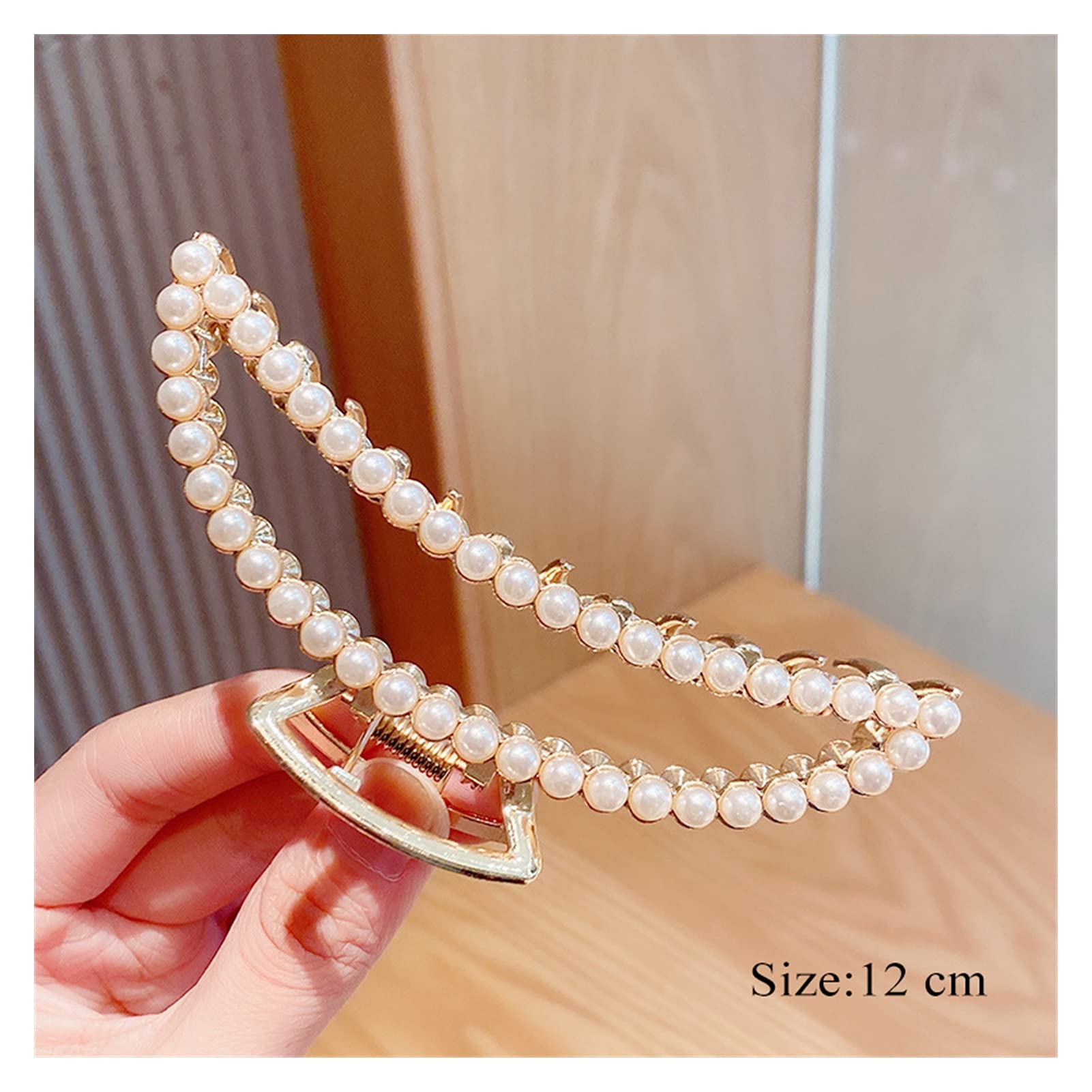 Korean Pearl Crystal Hair Claw Clip - Elegant Cross Metal Hair Accessories for Women | Fashion Hairpin for Parties, Weddings & Daily Use (Moon Color)