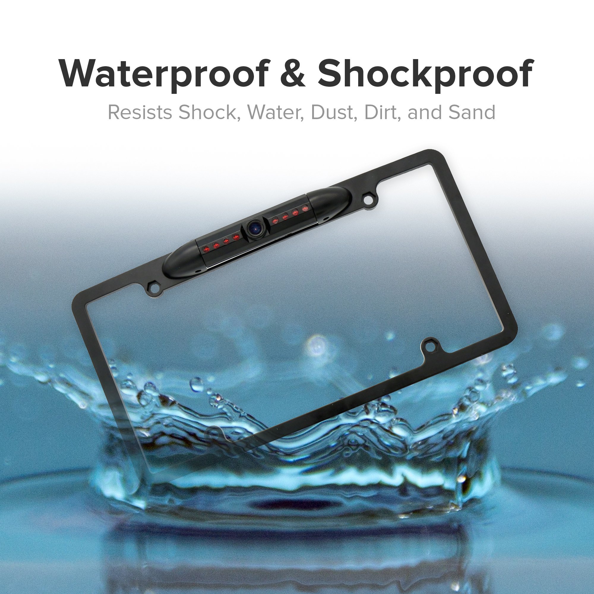 Master Tailgaters Universal Full License Plate Frame Backup/Front Camera - 8 IR LED Night Vision, IP68 Waterproof, 170° Wide Angle, Metal Construction with Parking Grid Lines - Perfect for Cars, Trucks & SUVs Parking Assistance & Night Driving Safety